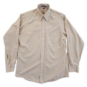 G.H. Bass & Co. Linen Blend Shirt Men's Size 16 34/35 Beige Button Down EUC